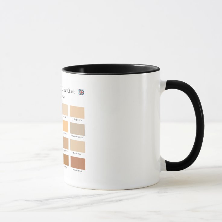 H.M. British Tea Colour Chart Mug (Black Rim) Zazzle