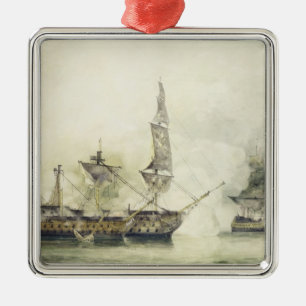H.M.S. Victory at the Battle of Trafalgar, 1805, ( Metal Tree Decoration