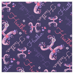 H monogram and personalised name Heather fabric
