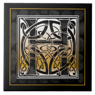 H Monogram Celtic Black Stone Ceramic Tiles