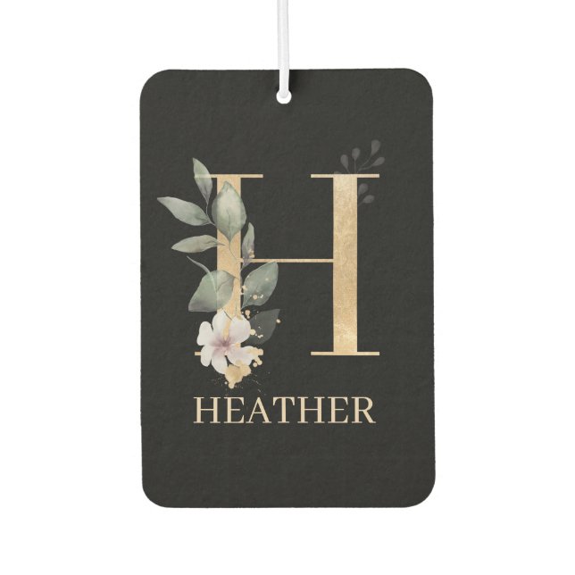 H Monogram Floral Personalised Car Air Freshener (Front)