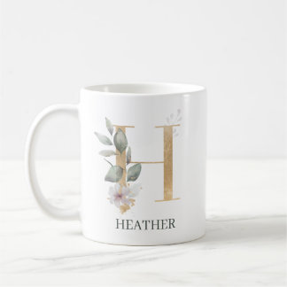 H Monogram Floral Personalised Coffee Mug