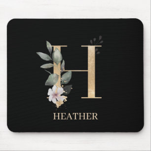 H Monogram Floral Personalised Mouse Pad
