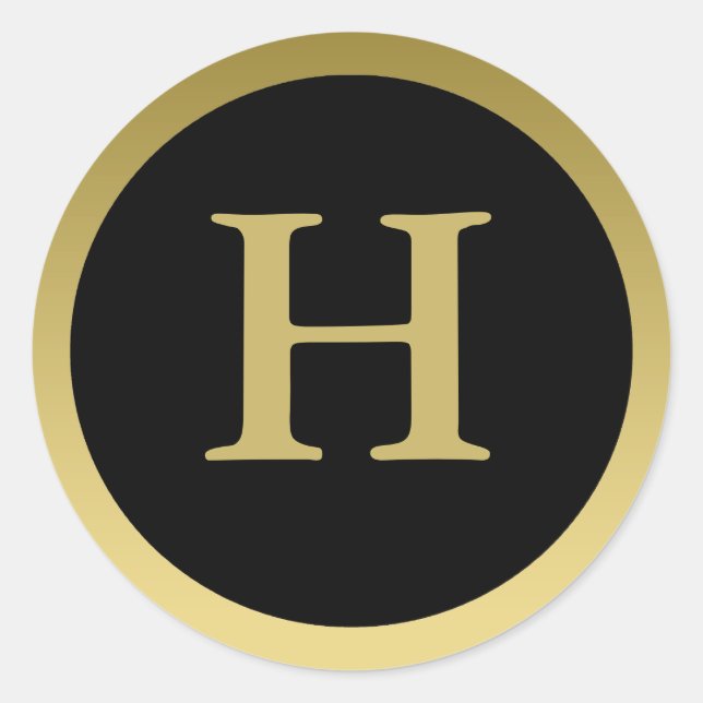 H :: Monogram H Elegant Gold and Black Sticker (Front)