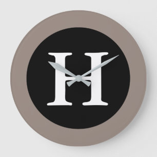 H :: Monogram H Large Modern Wall Clock