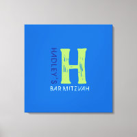 H Monogram Initial Bar Bat Mitzvah Sign-In Board