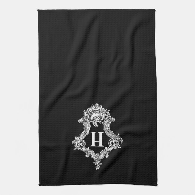 H Monogram Initial Tea Towel (Vertical)