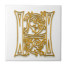 H Monogram "Irish Gold" Ceramic Tile