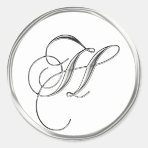 H Monogram Letter Sliver On White Wedding Seal