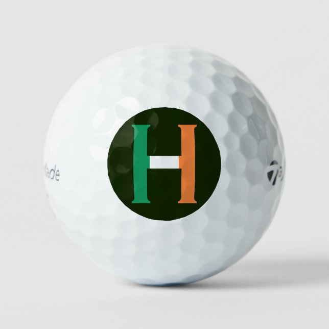 H Monogram overlaid on Irish Flag tmtp5 gbcnt Golf Balls (Front)
