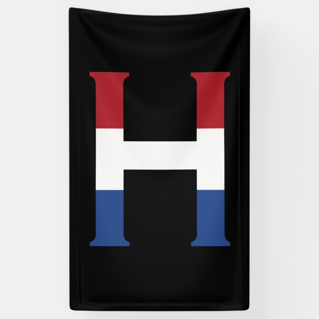 H Monogram overlaid on NLD flag on bk bnrcnt Banner (Vertical)