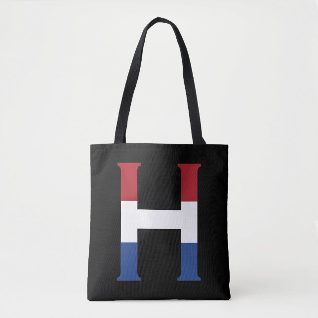 H Monogram overlaid on NLD Flag on bk stcnt Tote Bag (Front)