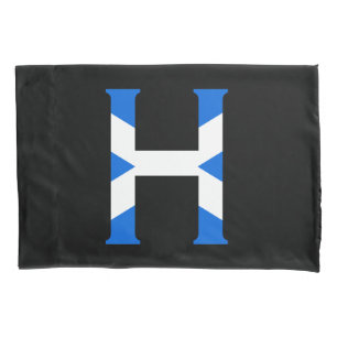 H Monogram overlaid on Scottish Flag bedpccn Pillowcase