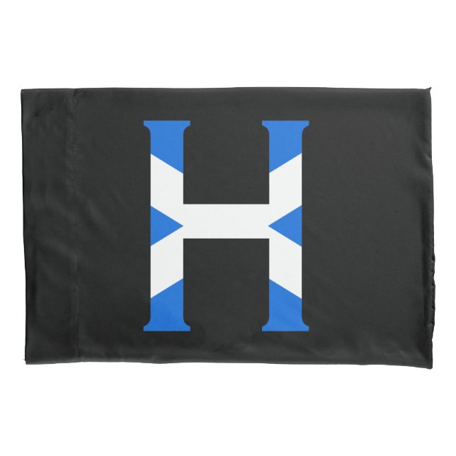 H Monogram overlaid on Scottish Flag pccnt Pillowcase (Front)