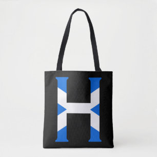 H Monogram overlaid on Scottish Flag stcnt Tote Bag
