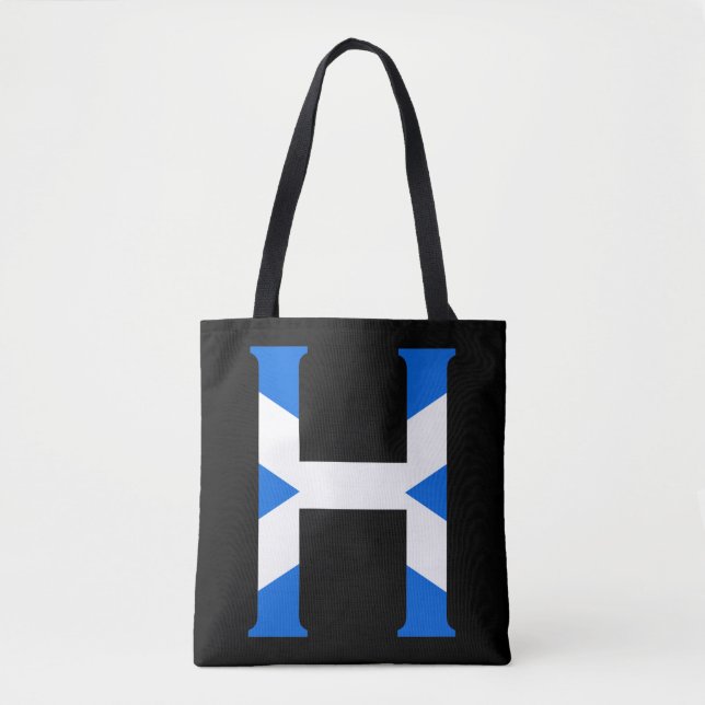 H Monogram overlaid on Scottish Flag stcnt Tote Bag (Front)