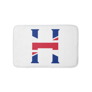 H Monogram overlaid on Union Jack Flag bmcnt Bath Mat