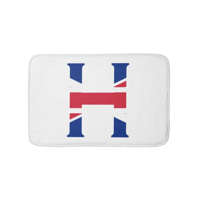 H Monogram overlaid on Union Jack Flag bmcnt Bath Mat (Front)