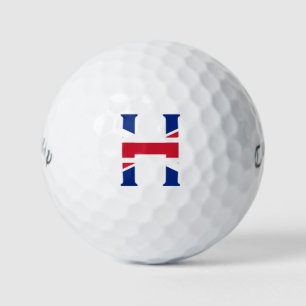 H Monogram overlaid on Union Jack Flag cwb gbcnt Golf Balls