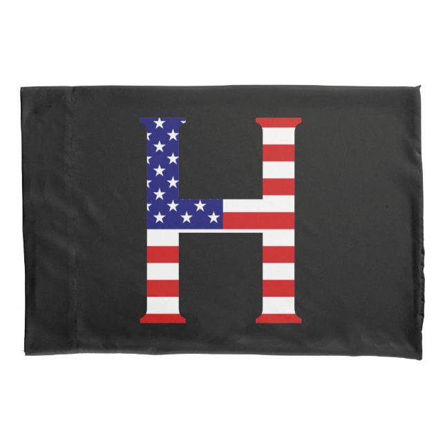 H Monogram overlaid on USA Flag pccnt Pillowcase (Front)