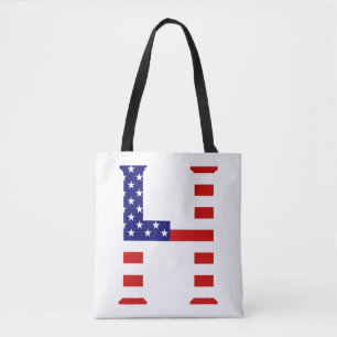 H Monogram overlaid on USA Flag stcnt Tote Bag