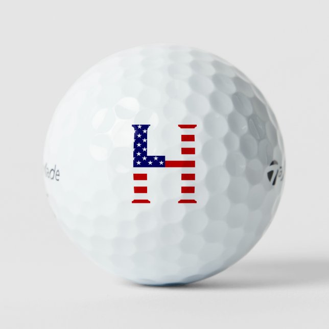 H Monogram overlaid on USA Flag tmtp5 gbcnt Golf Balls (Front)