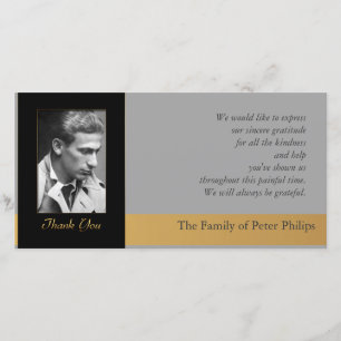 H Photo Sympathy Thank You Card gold piping