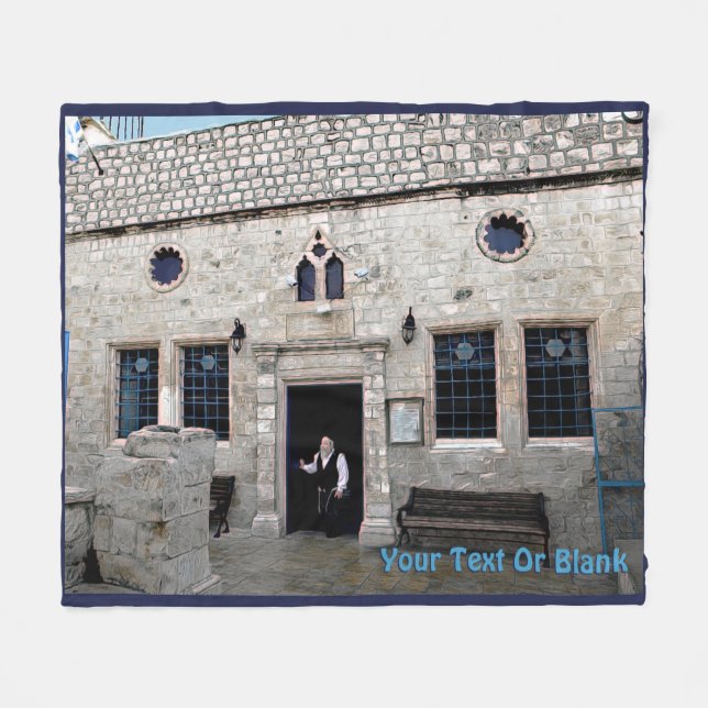 Ha-Ari Ashkenazi Shul - Tzfat Fleece Blanket (Front (Horizontal))