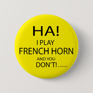 Ha French Horn 6 Cm Round Badge