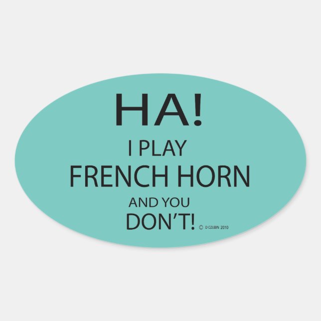 Ha French Horn Oval Sticker (Front)