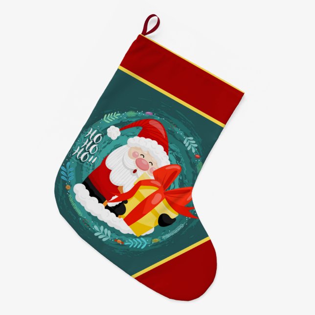 Ha Ha Merry Christmas Large Christmas Stocking (Front (Hanging))