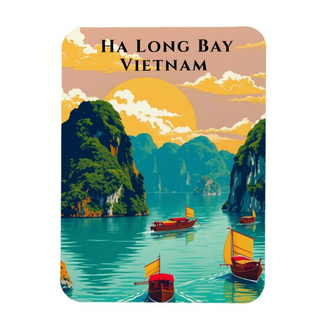 Ha Long Bay Vietnam Boat Trip Magnet (Vertical)