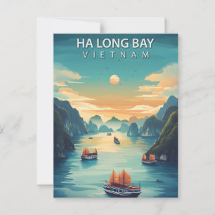 Ha Long Bay Vietnam Boats Vintage Postcard