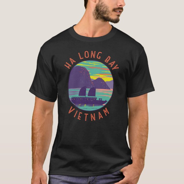 Ha Long Bay Vietnam Junk Boat Travel Art Vintage T-Shirt (Front)