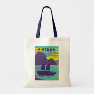 Ha Long Bay Vietnam Junk Boat Travel Art Vintage Tote Bag