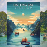 Ha Long Bay Vietnam Retro Southeast Asia Coastal