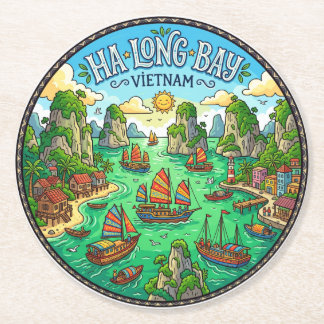 Ha Long Bay Vietnam Round Paper Coaster