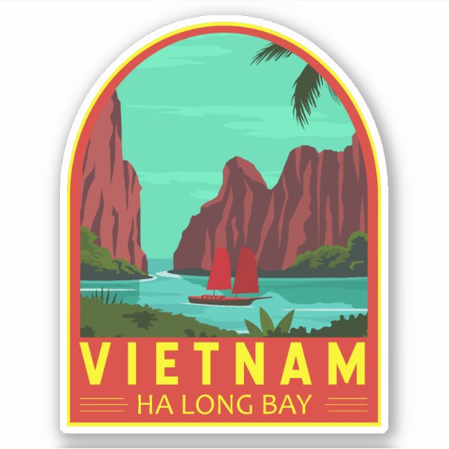 Ha Long Bay Vietnam Travel Vintage Art (Front)