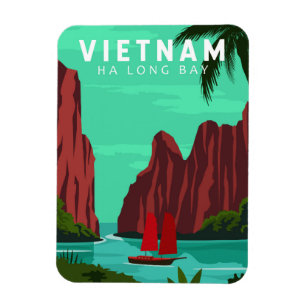 Ha Long Bay Vietnam Travel Vintage Art Magnet