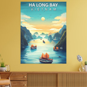 Ha Long Bay – Vintage Travel Poster of Vietnam’s M Canvas Print