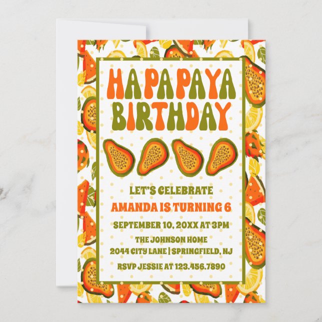 Ha-papaya Birthday Papaya Happy Birthday Invitation (Front)