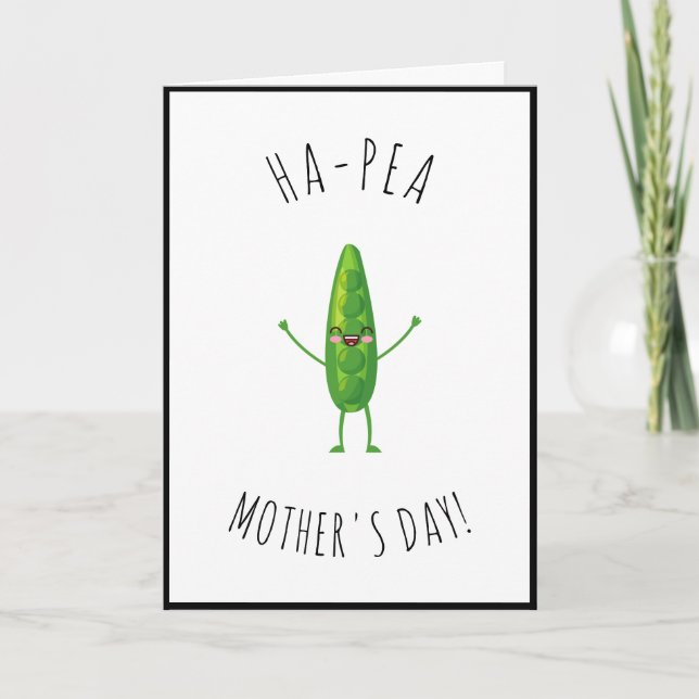 Ha-Pea Mother's Day Cute Funny Pun Saying Mom Gift Holiday Card (Front)