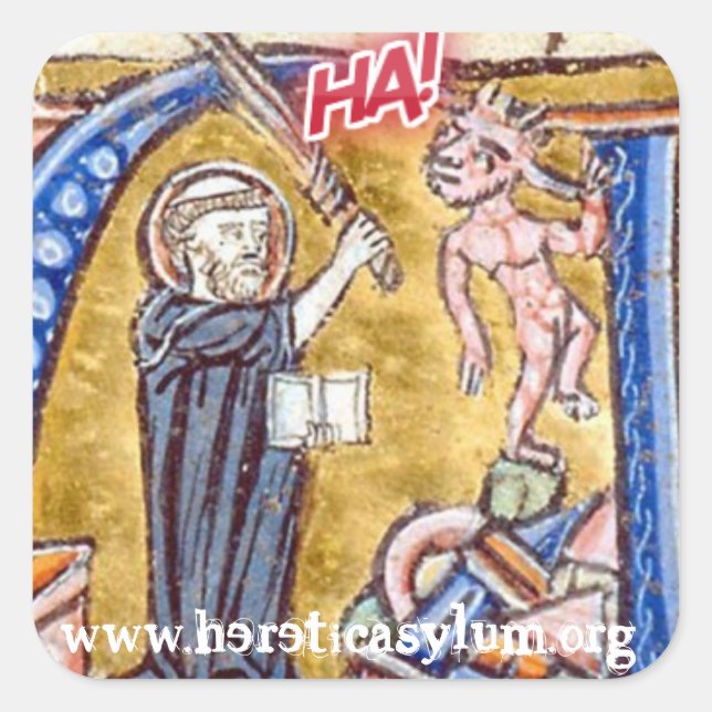 HA! w/ devil Square Sticker (Front)