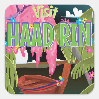 Haad Rin Thailand travel poster Square Sticker