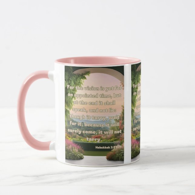 Habakkuk 2:3 KJV Bible Verse Pic Two-Tone Mug (Left)