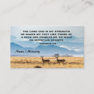 Habakkuk 3:19 Bible Verse Deer and Mountains Business Card