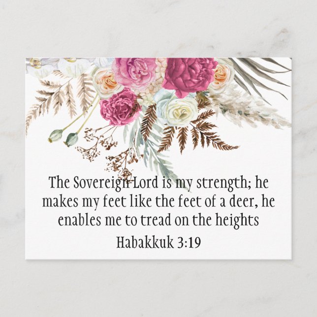 Habakkuk 3:19 Bible Verse Motivational Postcard (Front)