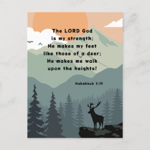 Habakkuk 3:19 Walk on the Heights Bible Verse Postcard