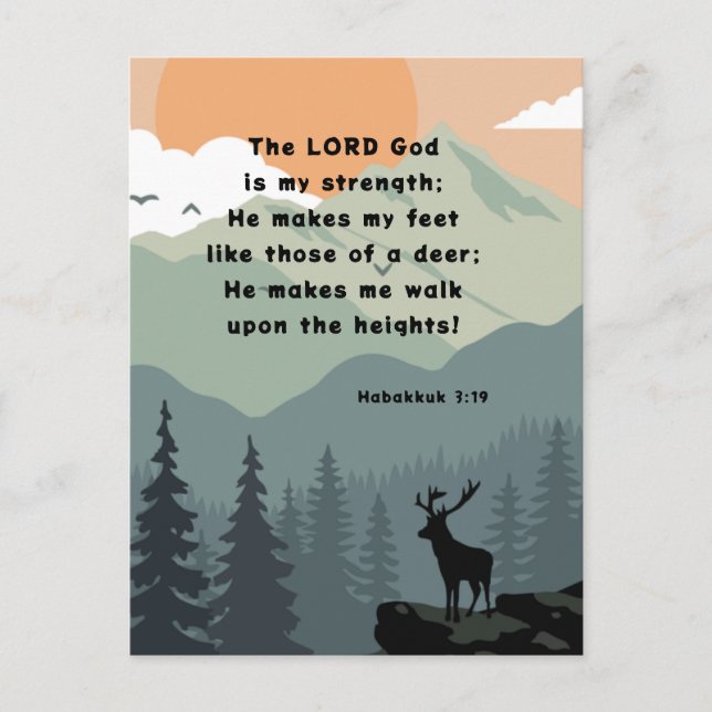Habakkuk 3:19 Walk on the Heights Bible Verse Postcard (Front)