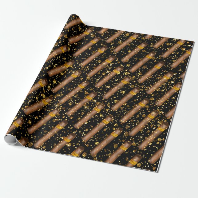 Habana Cigar Luxury Vip Cuban Gold Wrapping Paper (Unrolled)